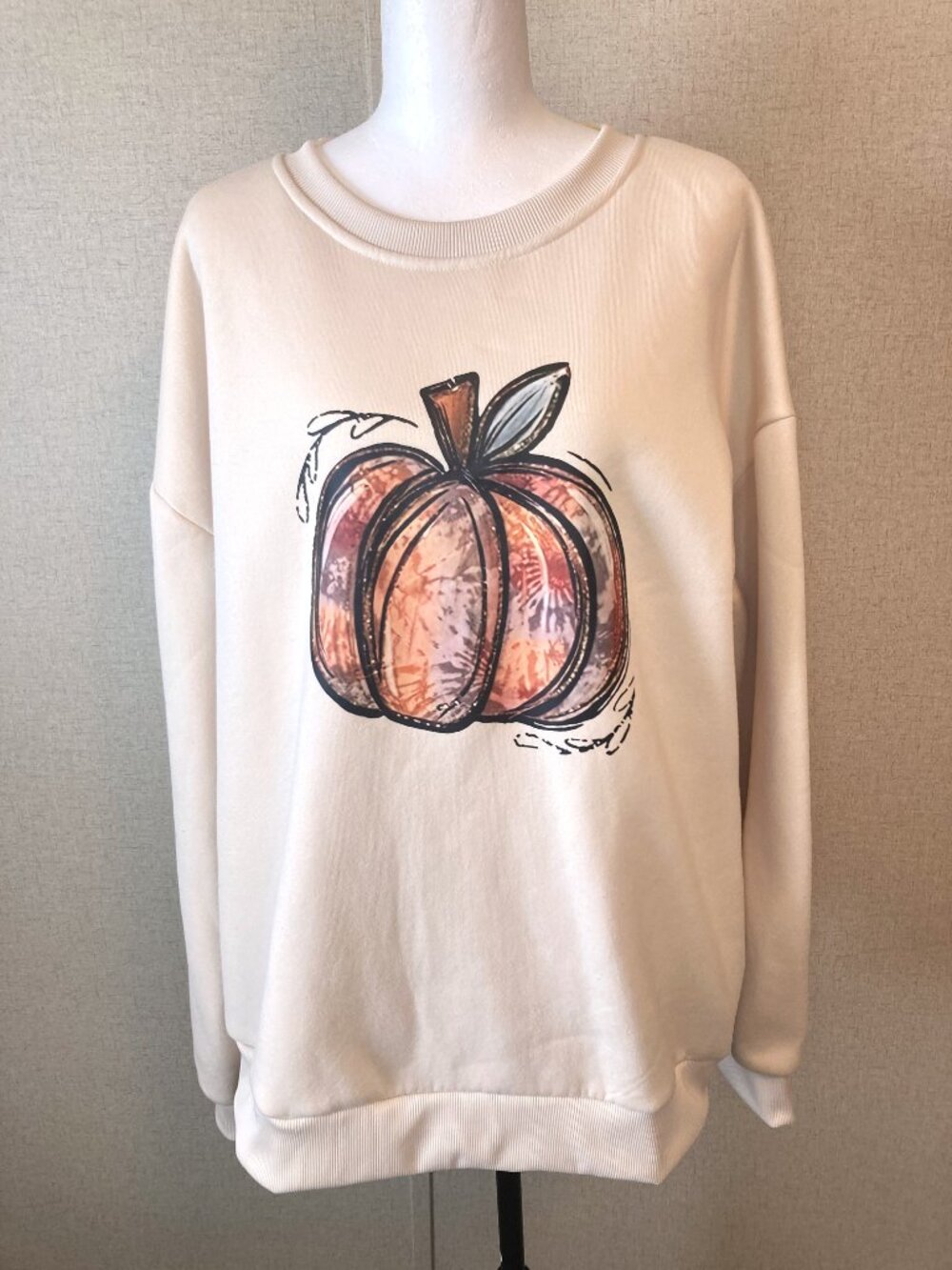 SHEIN Pumpkin Graphic Sweatshirt – Cream XXL